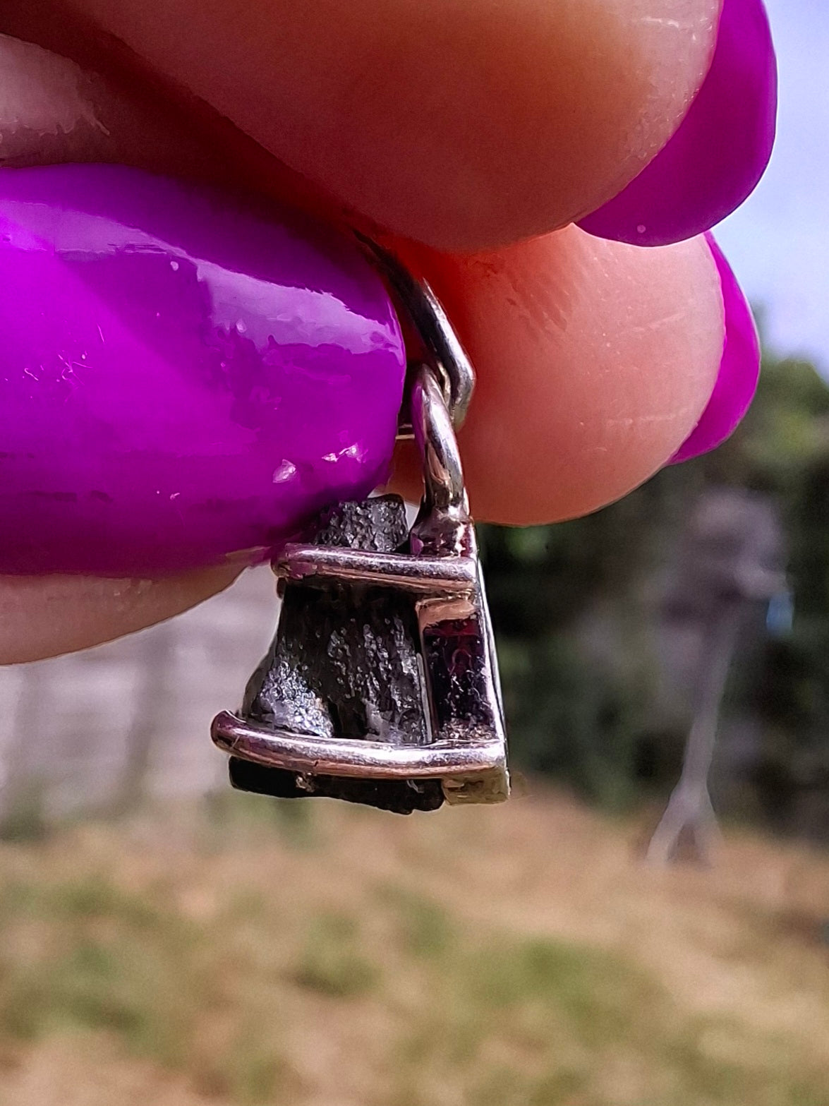 Moldavite Claw Pendant, 925 Silver, Tektite (Ref: P20)