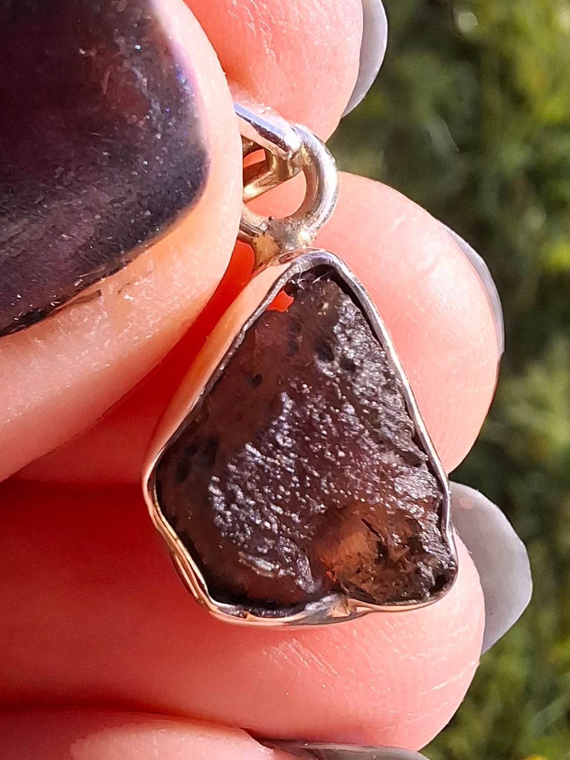 Moldavite Pendant, 925 silver, Tektite (P5)