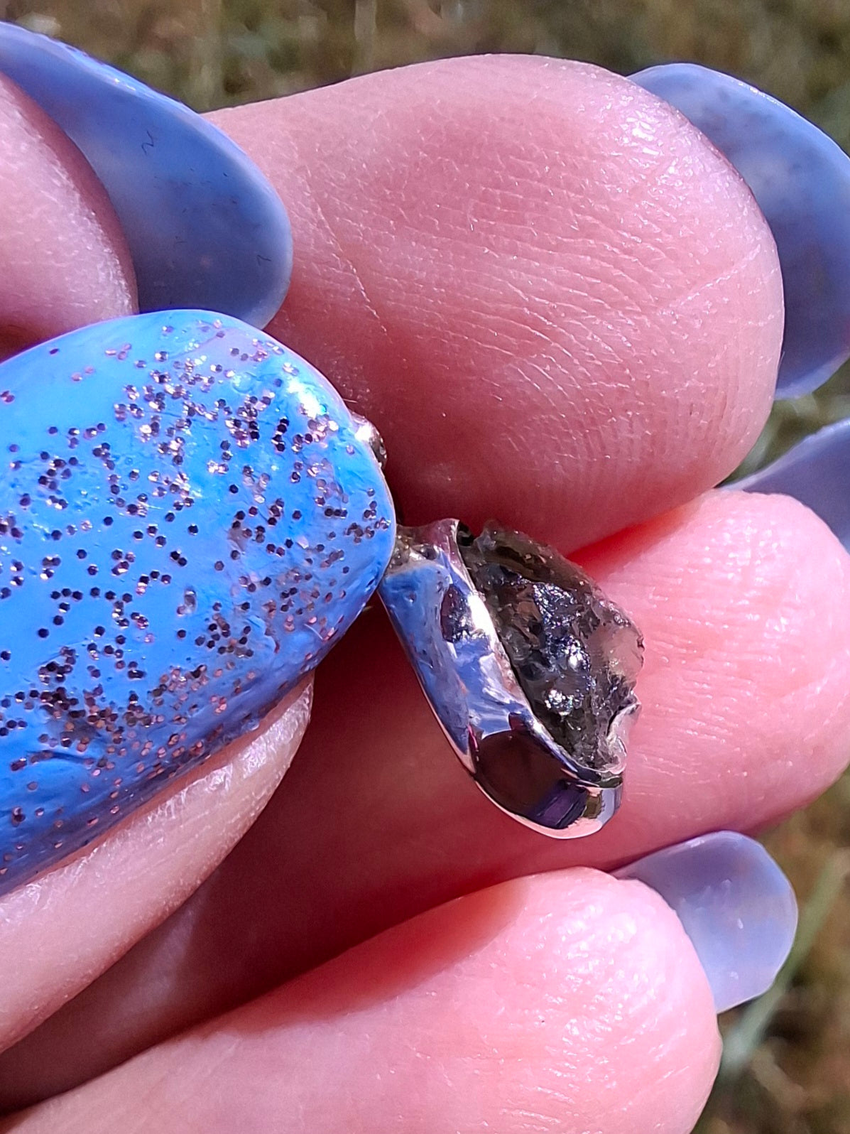 Moldavite Pendant, 925 Silver, Tektite (Ref: P68)