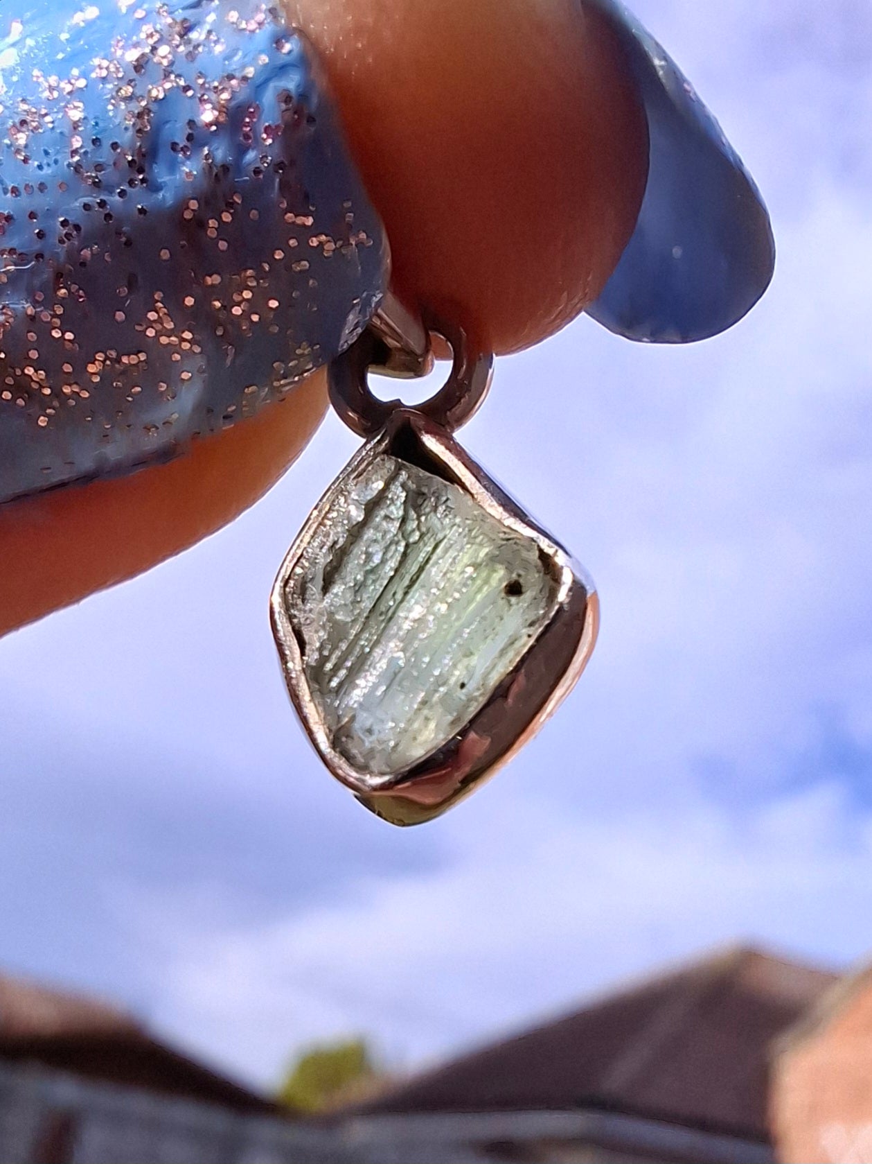 Moldavite Pendant, 925 Silver, Tektite (Ref: P52)