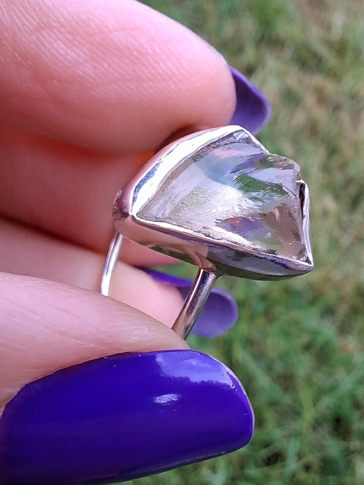 Libyan Desert Glass Ring, size W, 925 Silver, Tektite (Ref: LR61)
