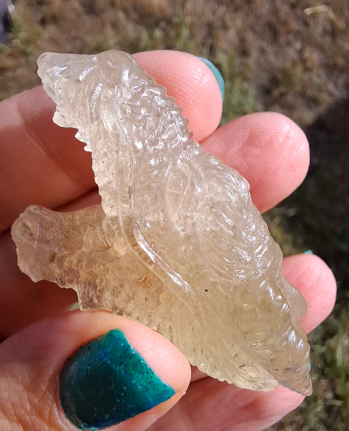 Libyan Desert Glass DRAGON HEAD carving, 22.42g, Tektite (Ref: Dragon 2)