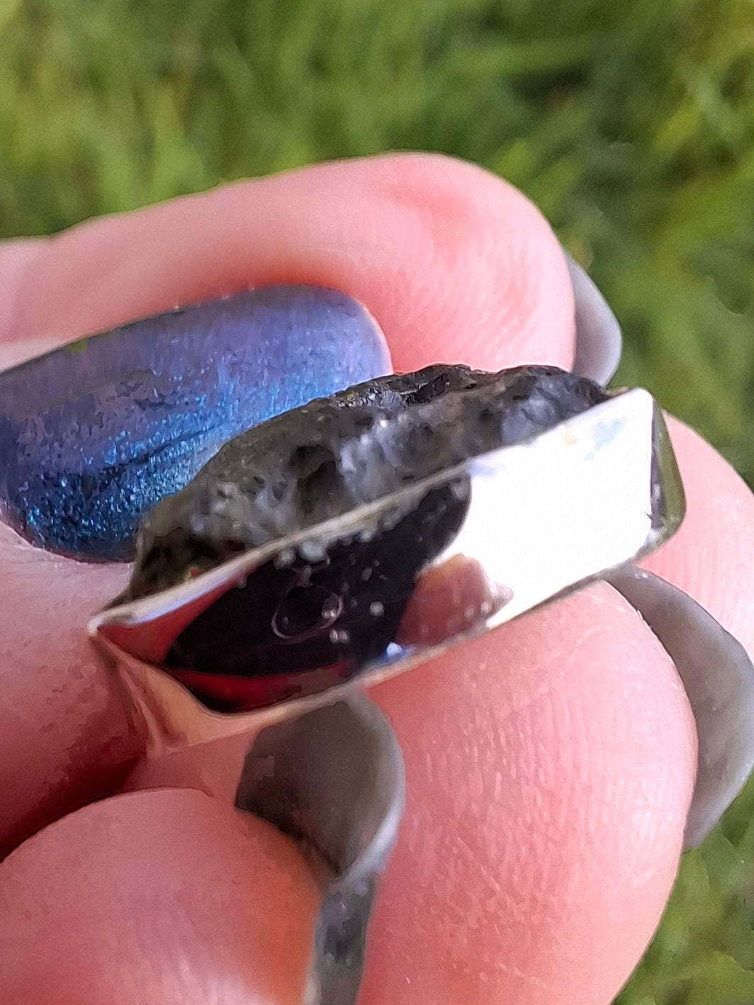 Moldavite Pendant, 925 Silver, Tektite (Ref: P14)