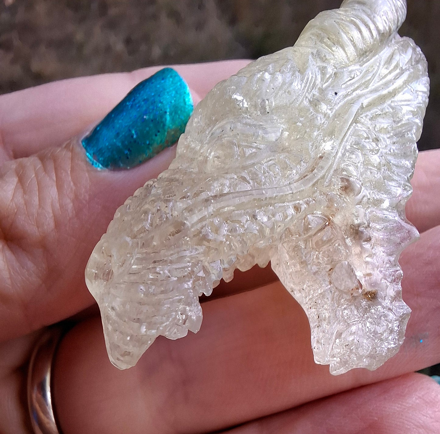 Libyan Desert Glass DRAGON HEAD carving, 22.42g, Tektite (Ref: Dragon 2)