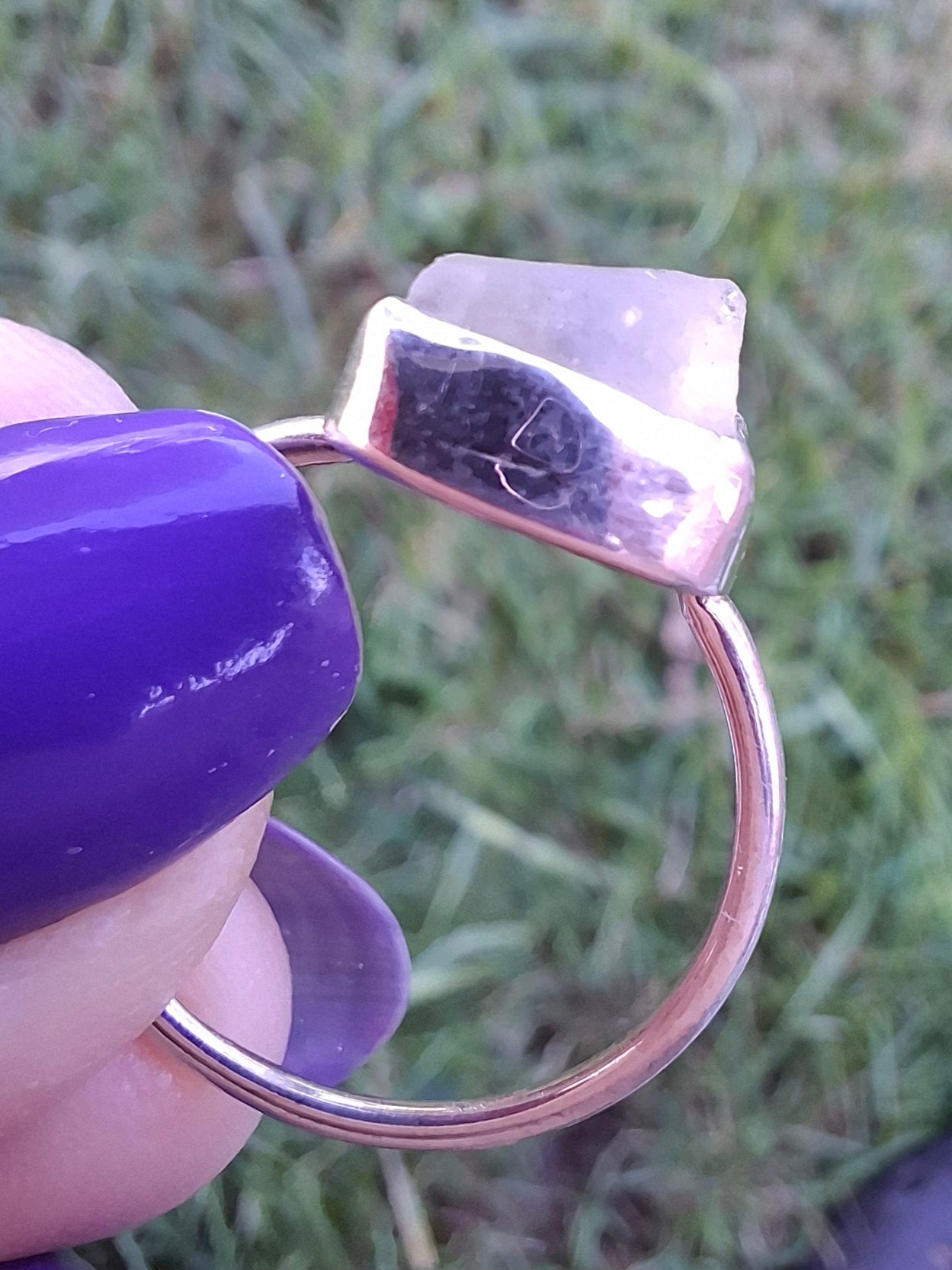 Libyan Desert Glass Ring, size large O, 925 Silver, Tektite (Ref: LR37)