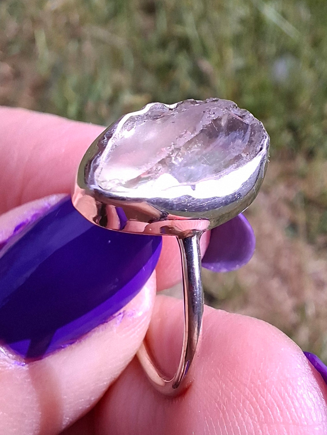 Libyan Desert Glass Ring, size large P, 925 Silver, Tektite (Ref: LR34)