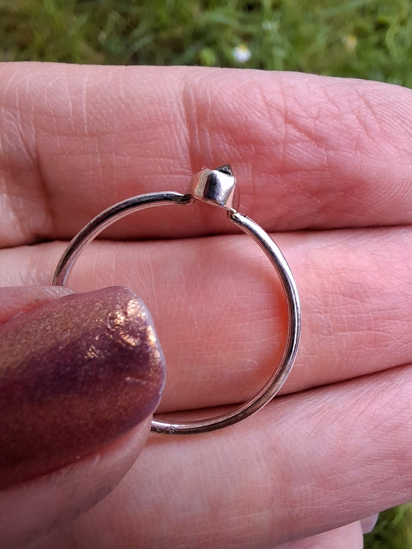 Moldavite Ring, size large T/small U, 925 Silver, Tektite (Ref: R71)