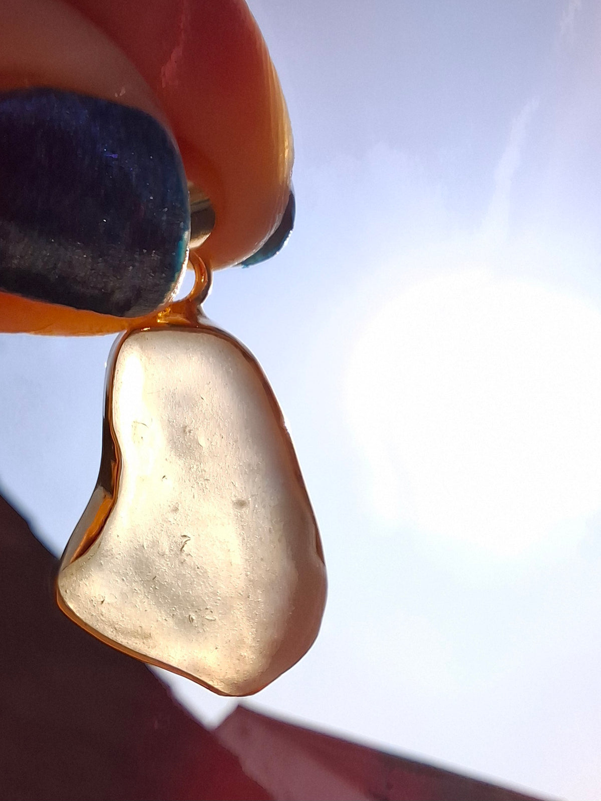 Libyan Desert Glass Pendant, 14K GOLD Plated, Tektite (Ref: LP120)