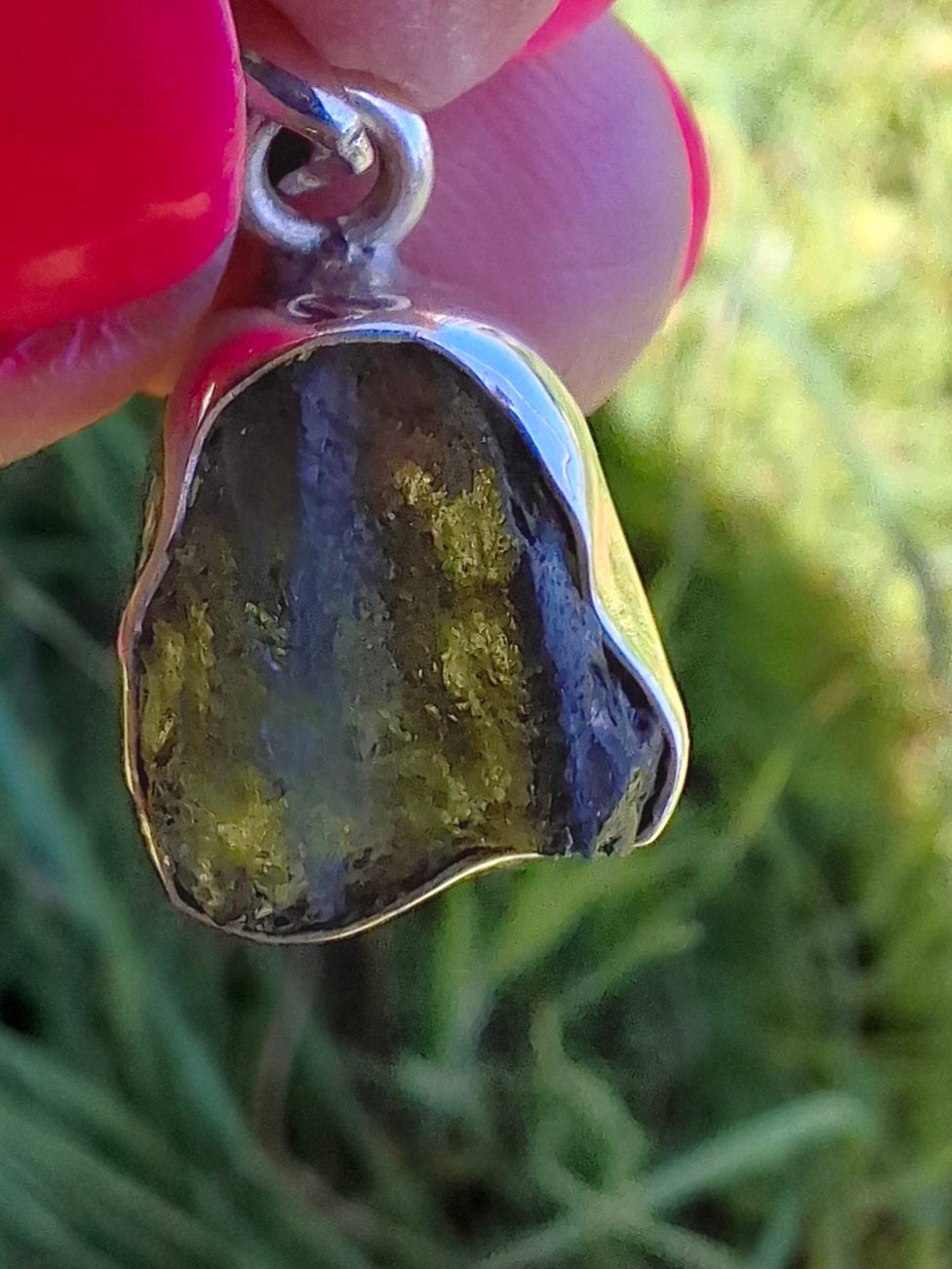Moldavite Pendant, 925 Silver, Tektite (Ref: P440)