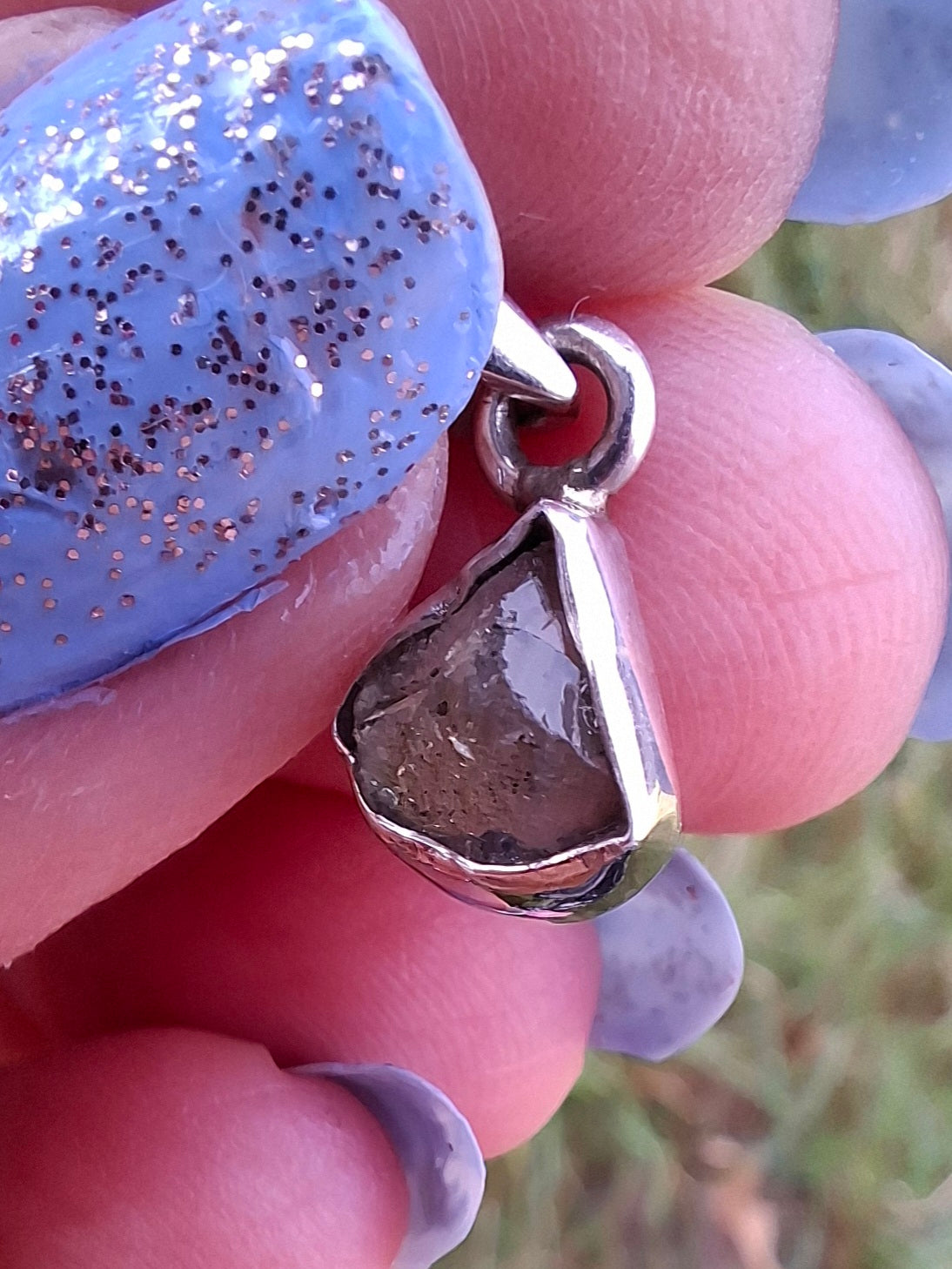 Moldavite Pendant, 925 Silver, Tektite (Ref: P38)