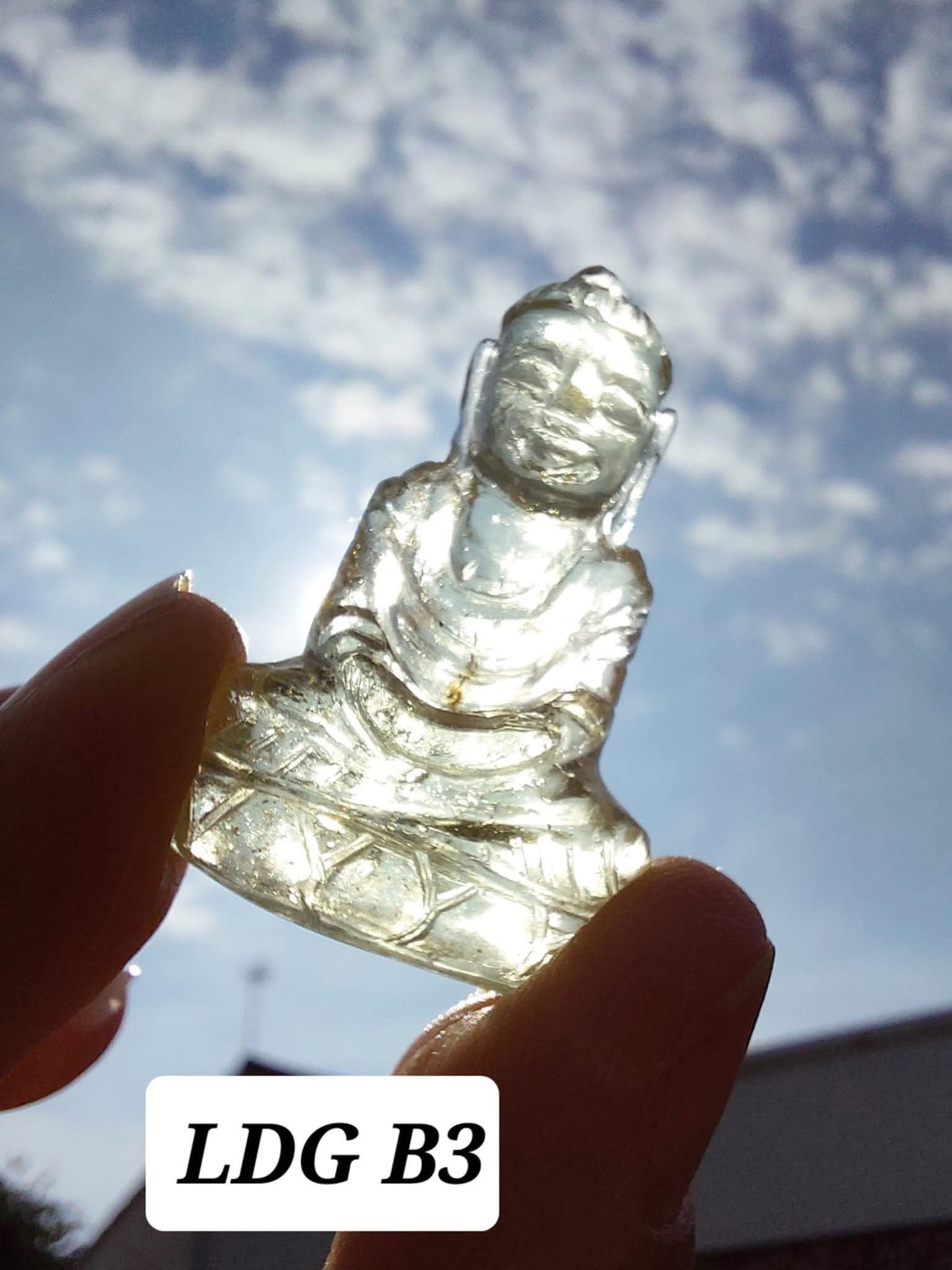 Libyan Desert Glass BUDDHA Carving, 6.80g, Tektite (Ref: LDG B3)