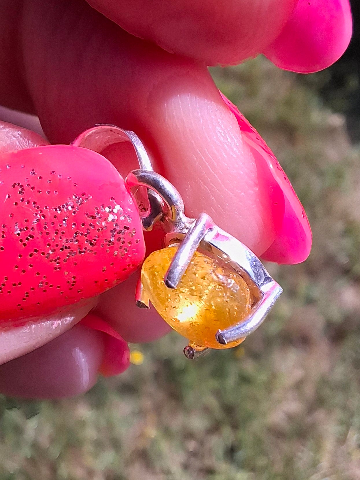 Baltic Amber Pendant, 925 Silver, Fossil (Ref: Ap15)