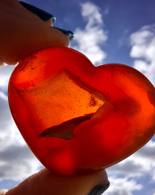 Druzy Carnelian Heart, Crystal (Ref: DCH1)