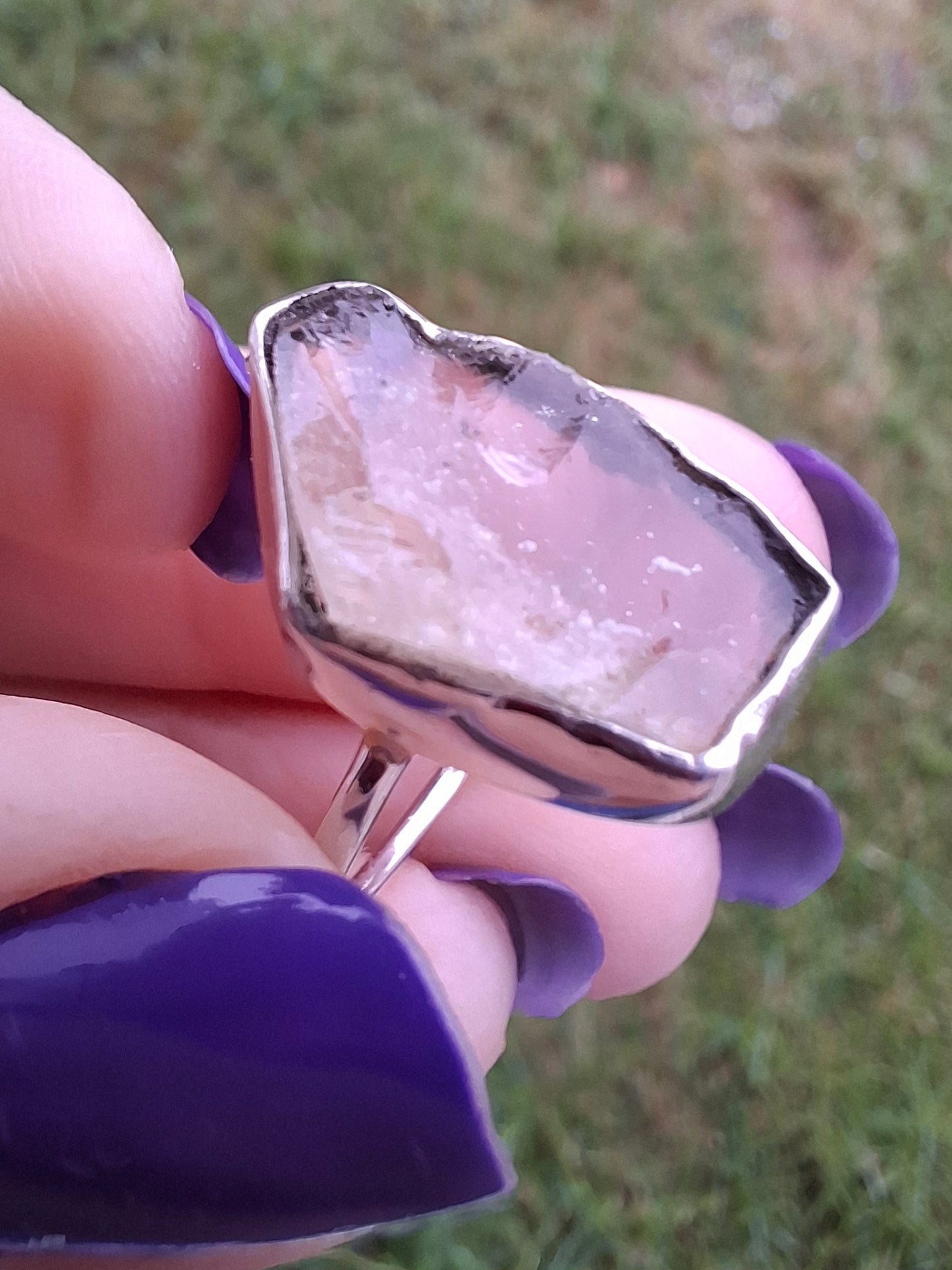 Libyan Desert Glass Ring, size large P, 925 Silver, Tektite (Ref: LR33)