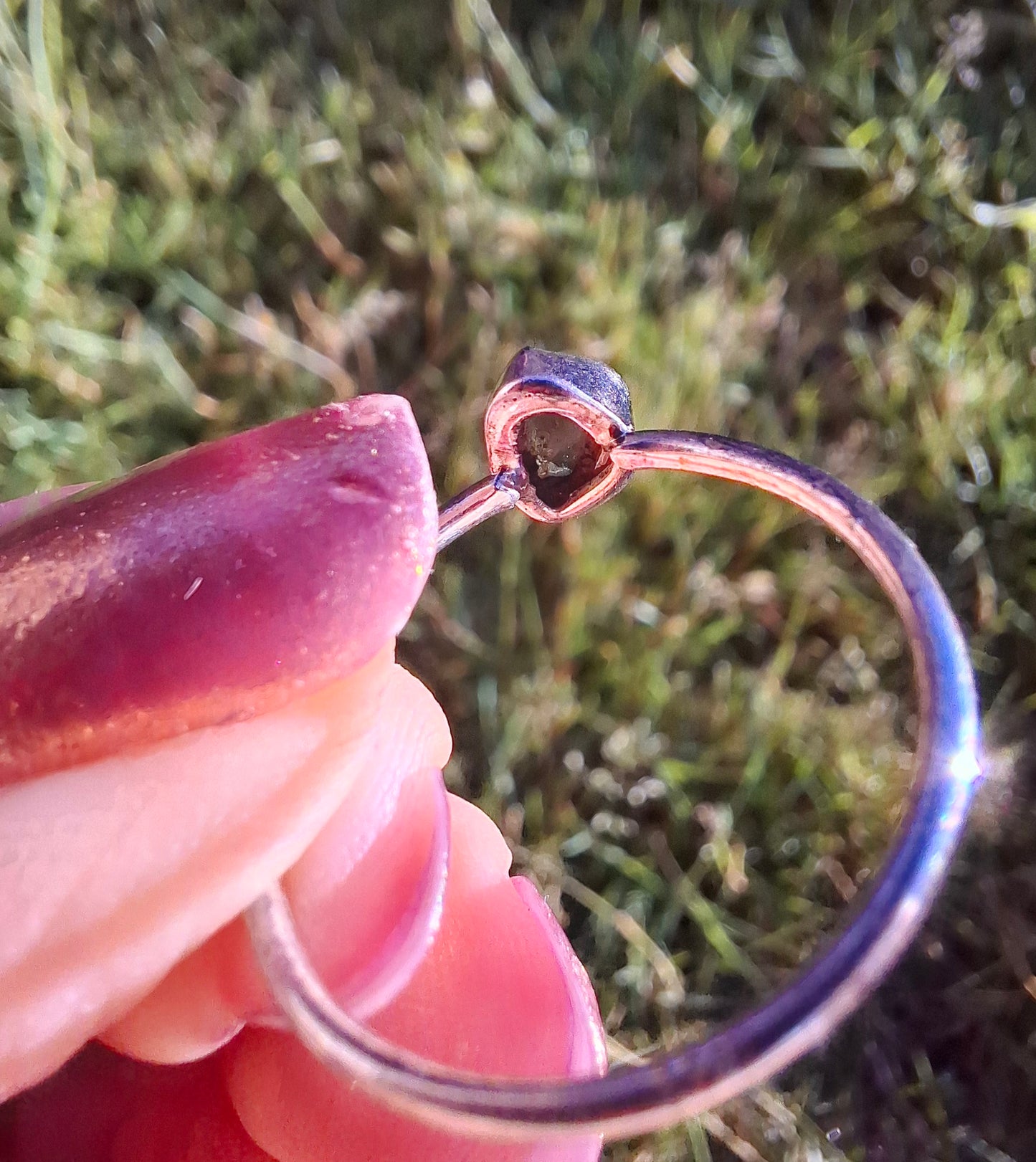 Moldavite Ring, size large T, 925 Silver, Tektite (Ref: R70)