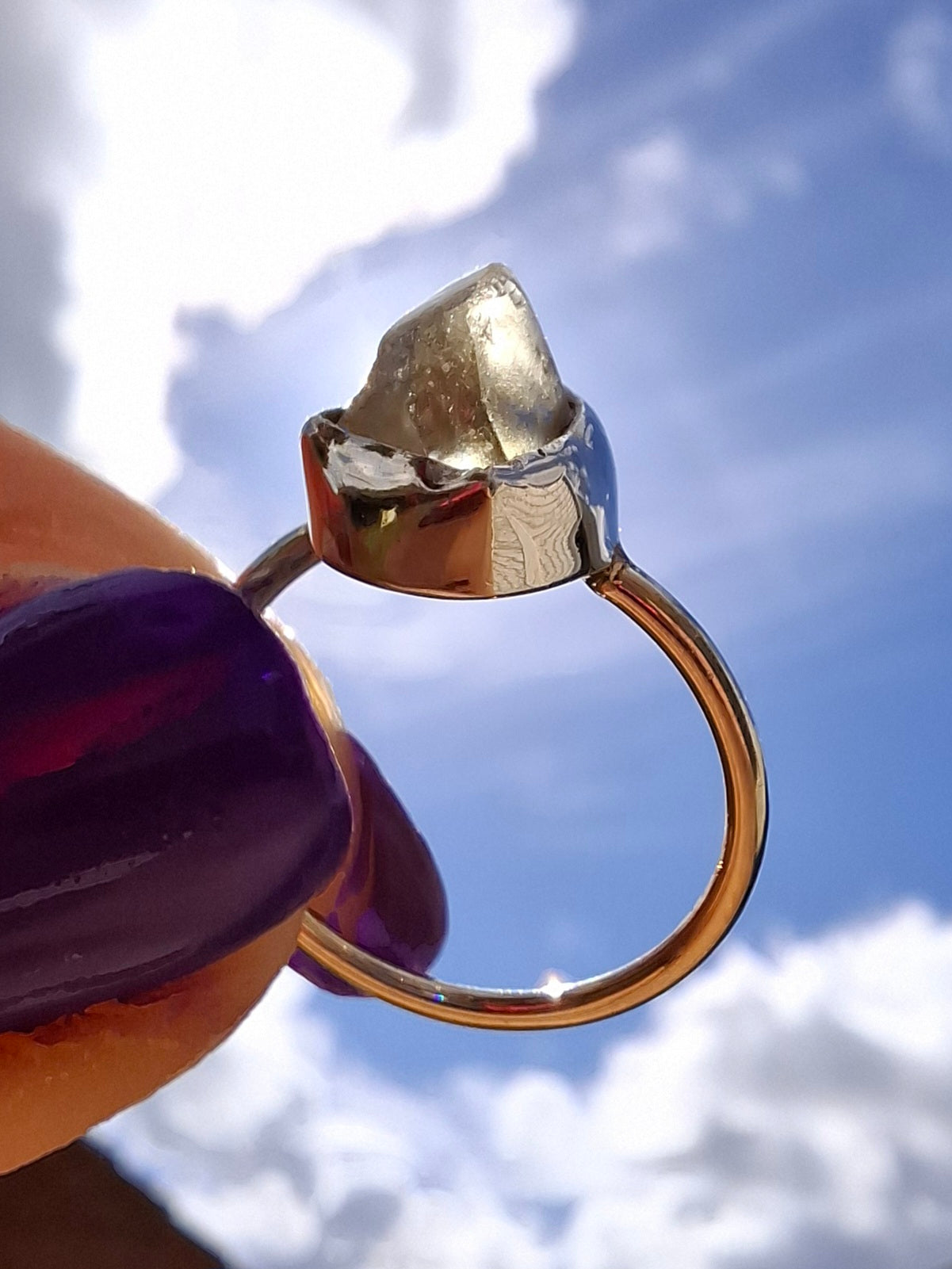 Libyan Desert Glass Ring, size large K/small L, 925 Silver, Tektite (Ref: LR17)