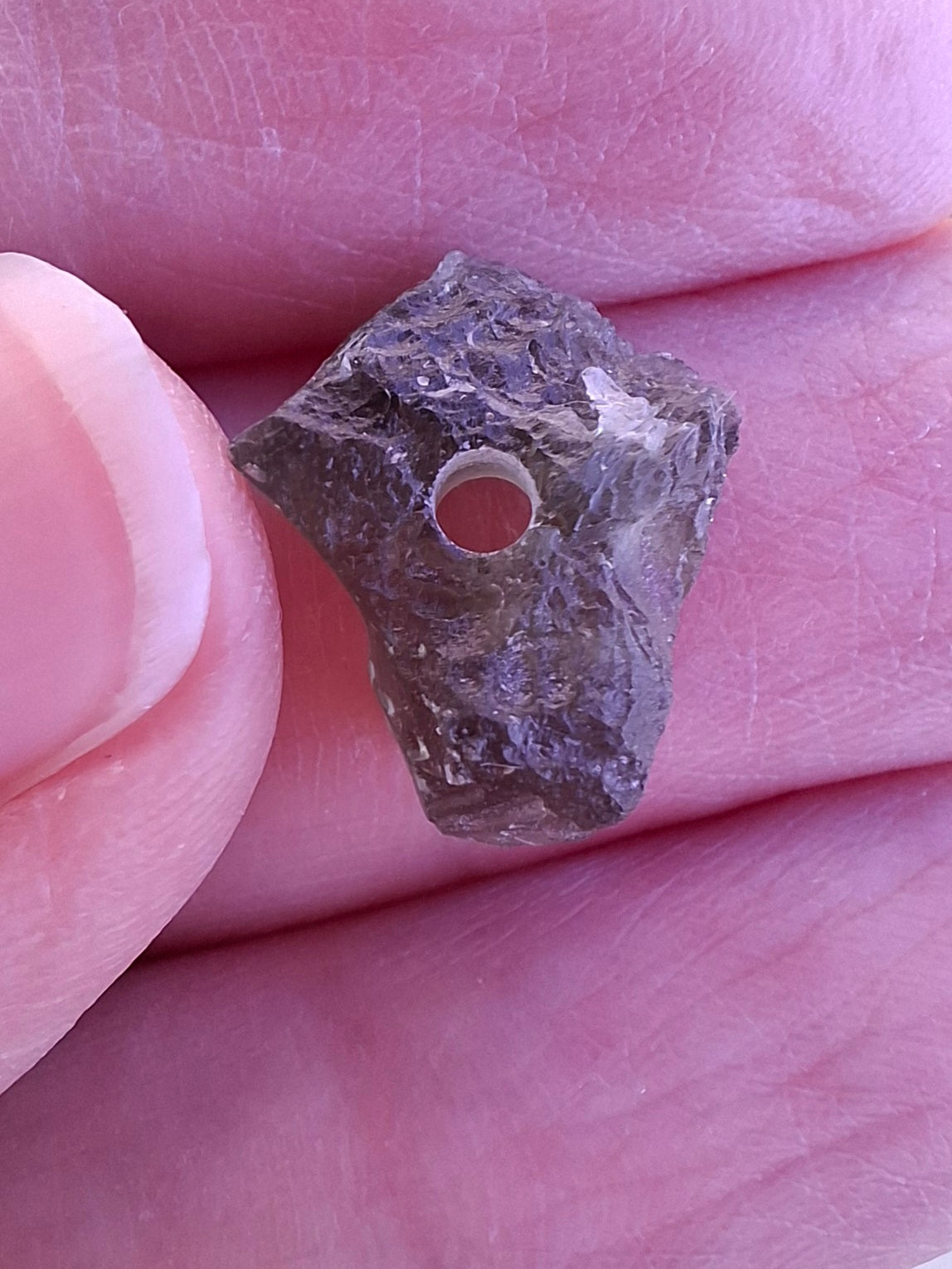 DRILLED Moldavite Piece, 1g, Tektite (Ref: D12)