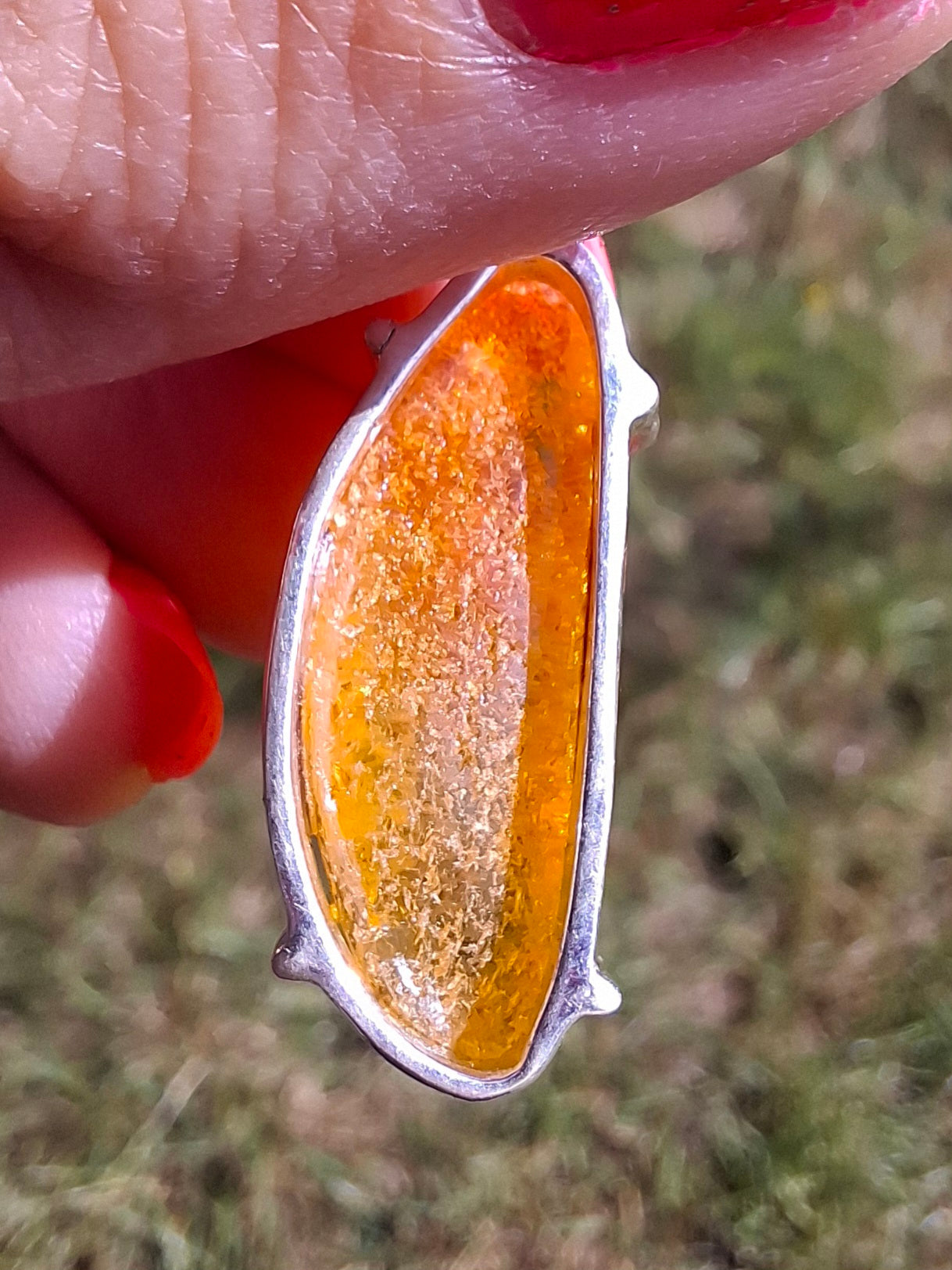 Baltic Amber Pendant, 925 Silver, Fossil (Ref: AP9)