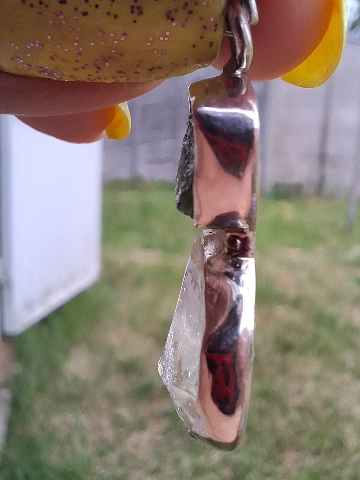 Moldavite & Libyan Desert Glass Pendant, 925 Silver, Tektite (Ref: MLP19)