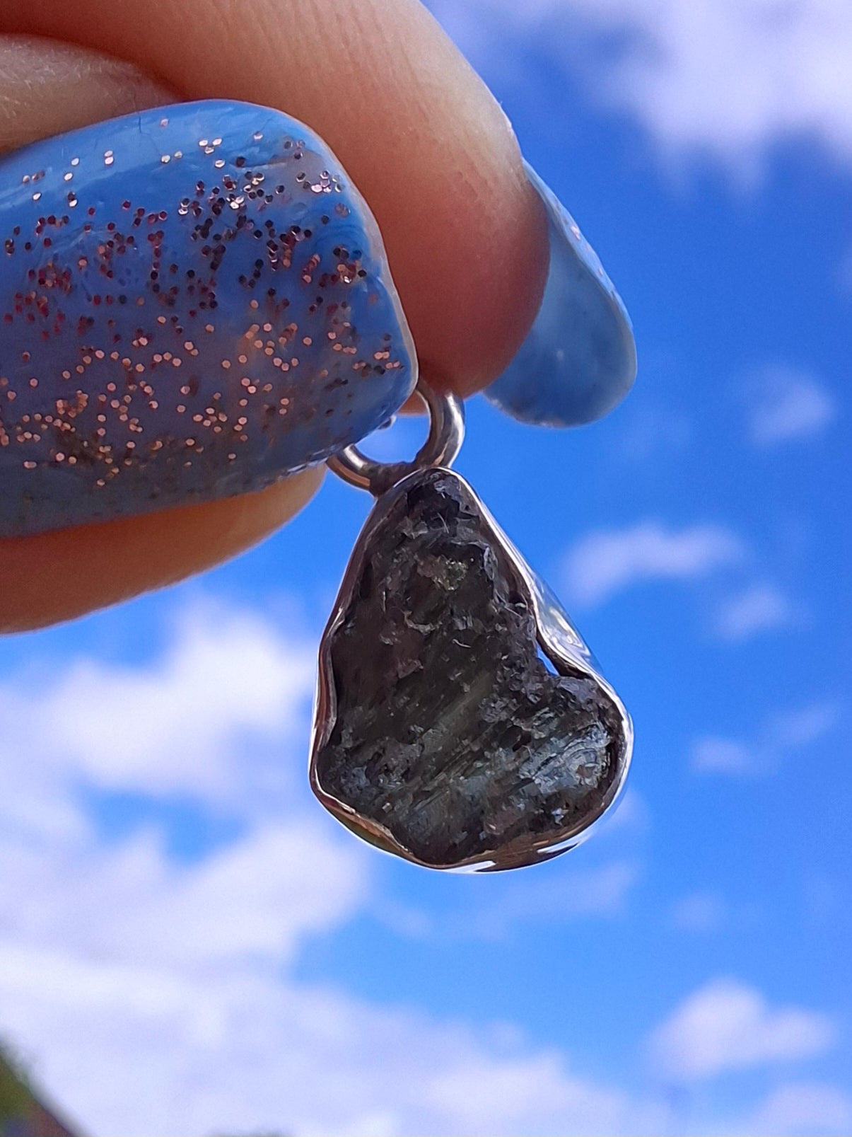 Moldavite Pendant, 925 Silver, Tektite (Ref: P64)