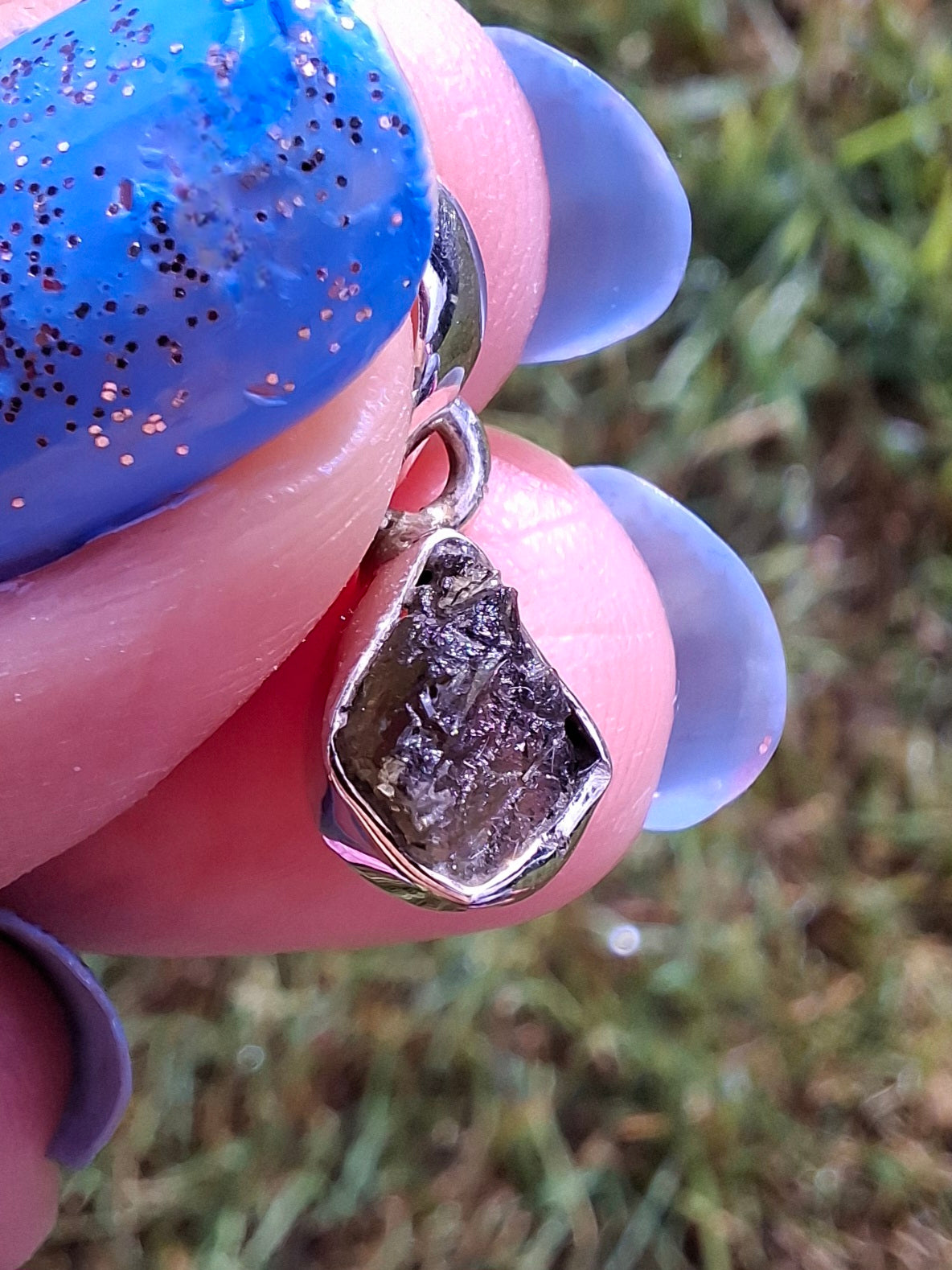 Moldavite Pendant, 925 Silver, Tektite (Ref: P29)