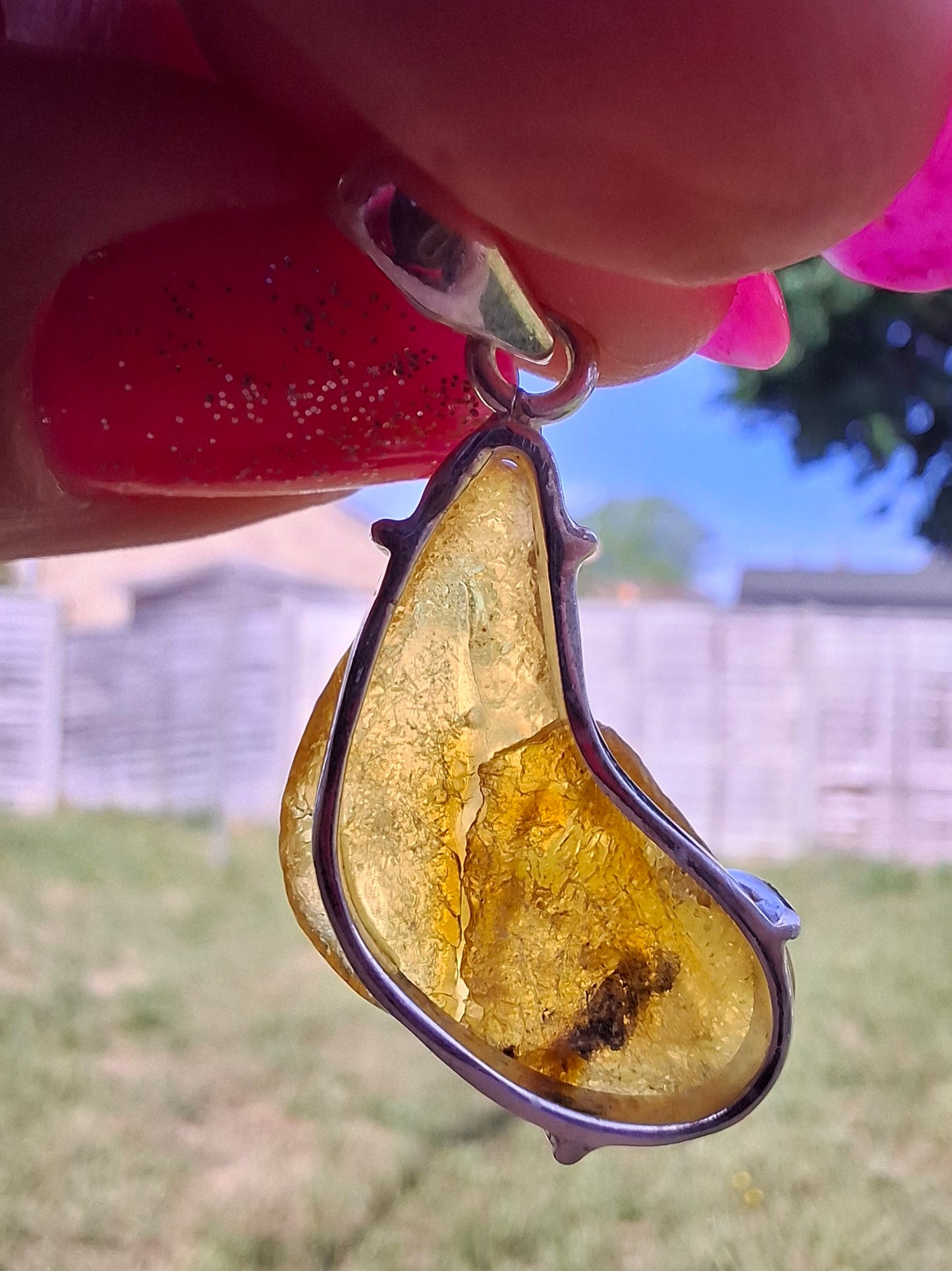 Baltic Amber Pendant, 925 Silver, Fossil (Ref: Ap1)