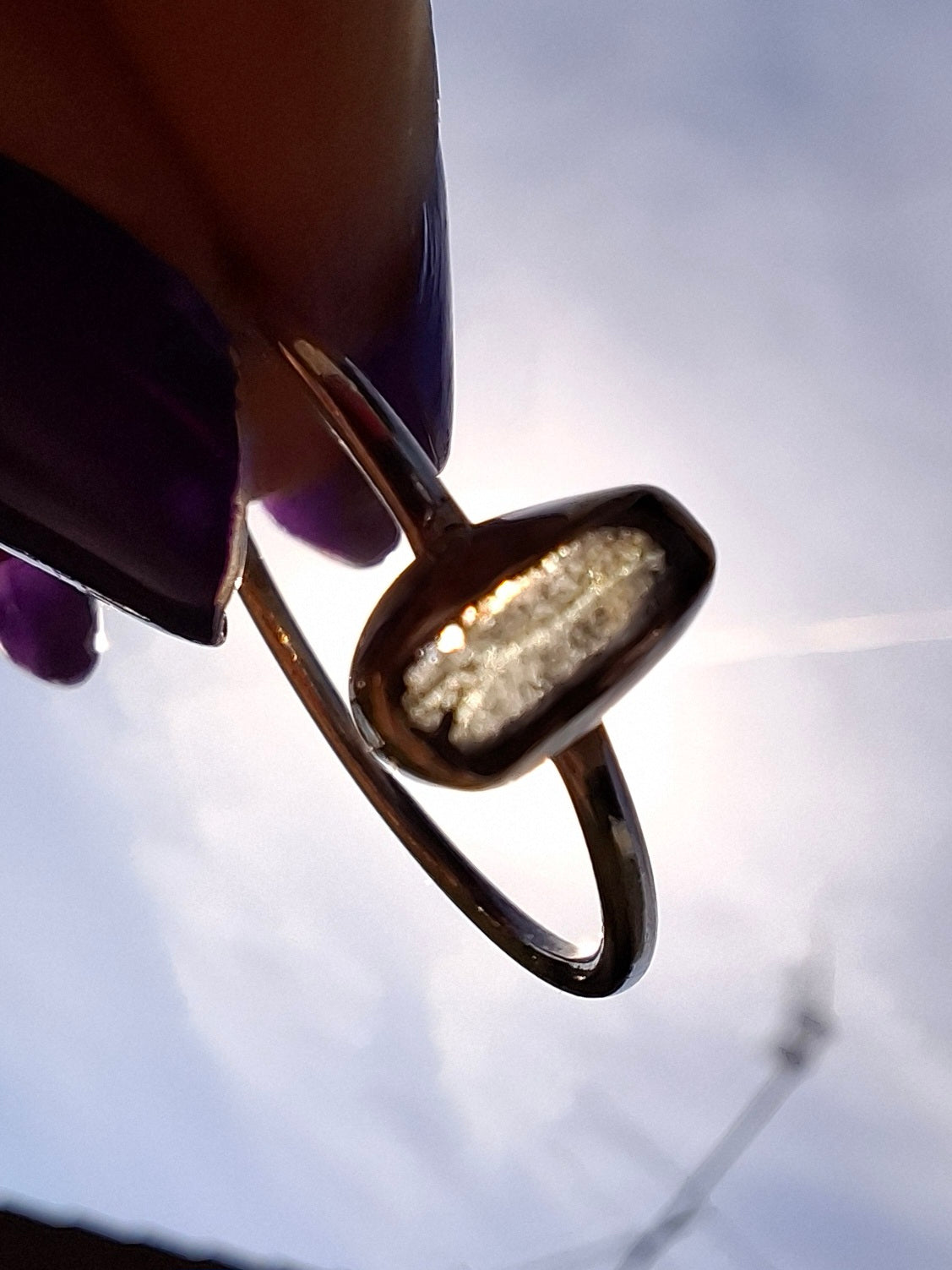 Moldavite Ring, size large T/small U, 925 Silver, Tektite (Ref: R71)