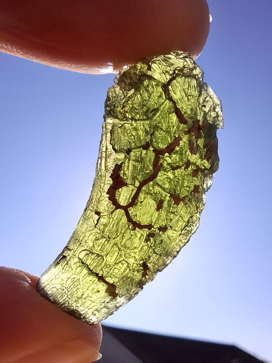 Moldavite Piece, NESMEN, 8.04g, Tektite (Ref: 1377)