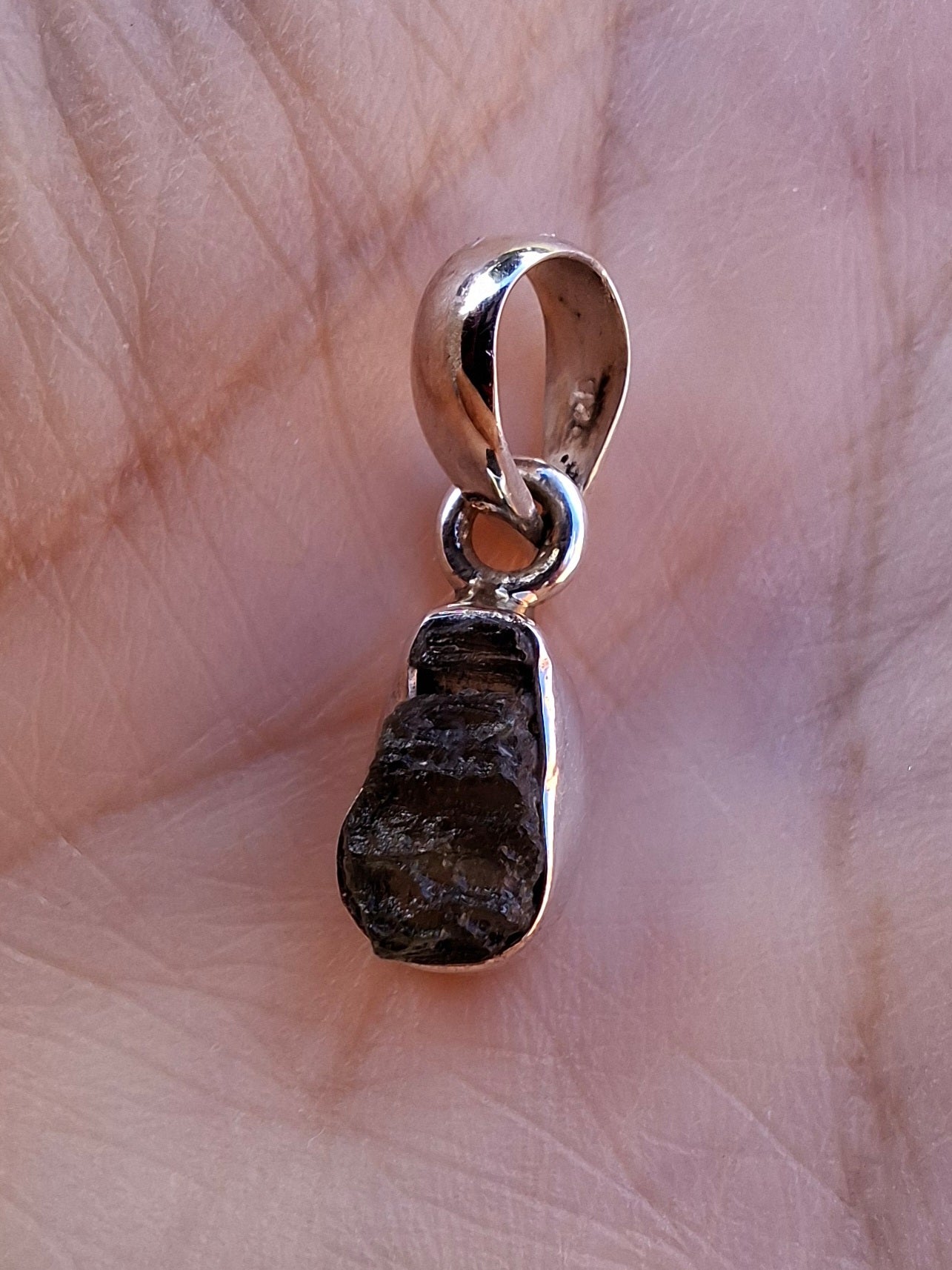 Moldavite Pendant, 925 Silver, Tektite (Ref: P89)
