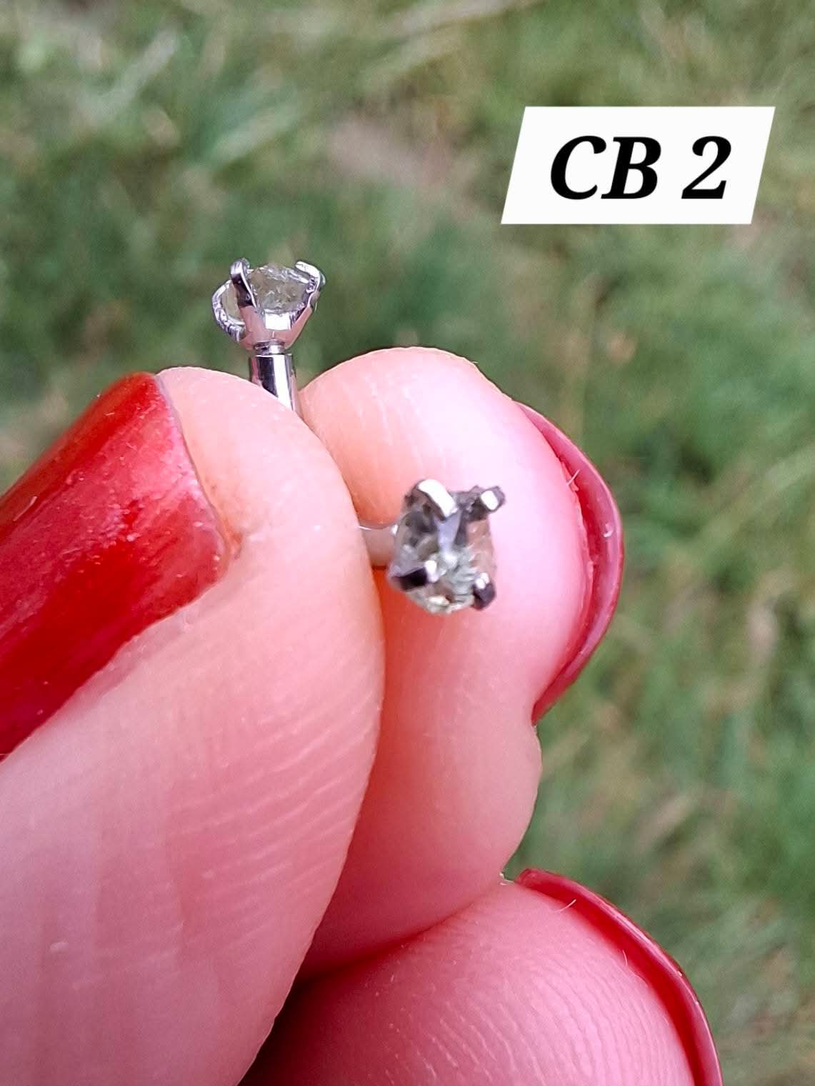 Moldavite (raw) CURVED BARBELL eyebrow body bar, 16G, Surgical steel, Tektite (Ref: CB2)