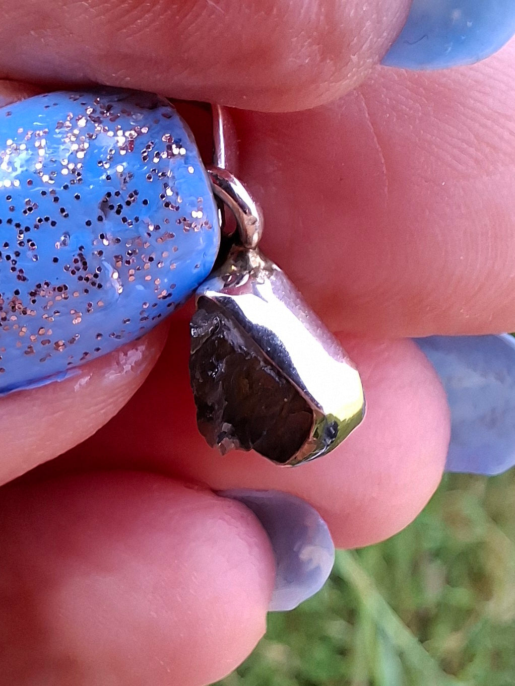Moldavite Pendant, 925 Silver, Tektite (Ref: P29)
