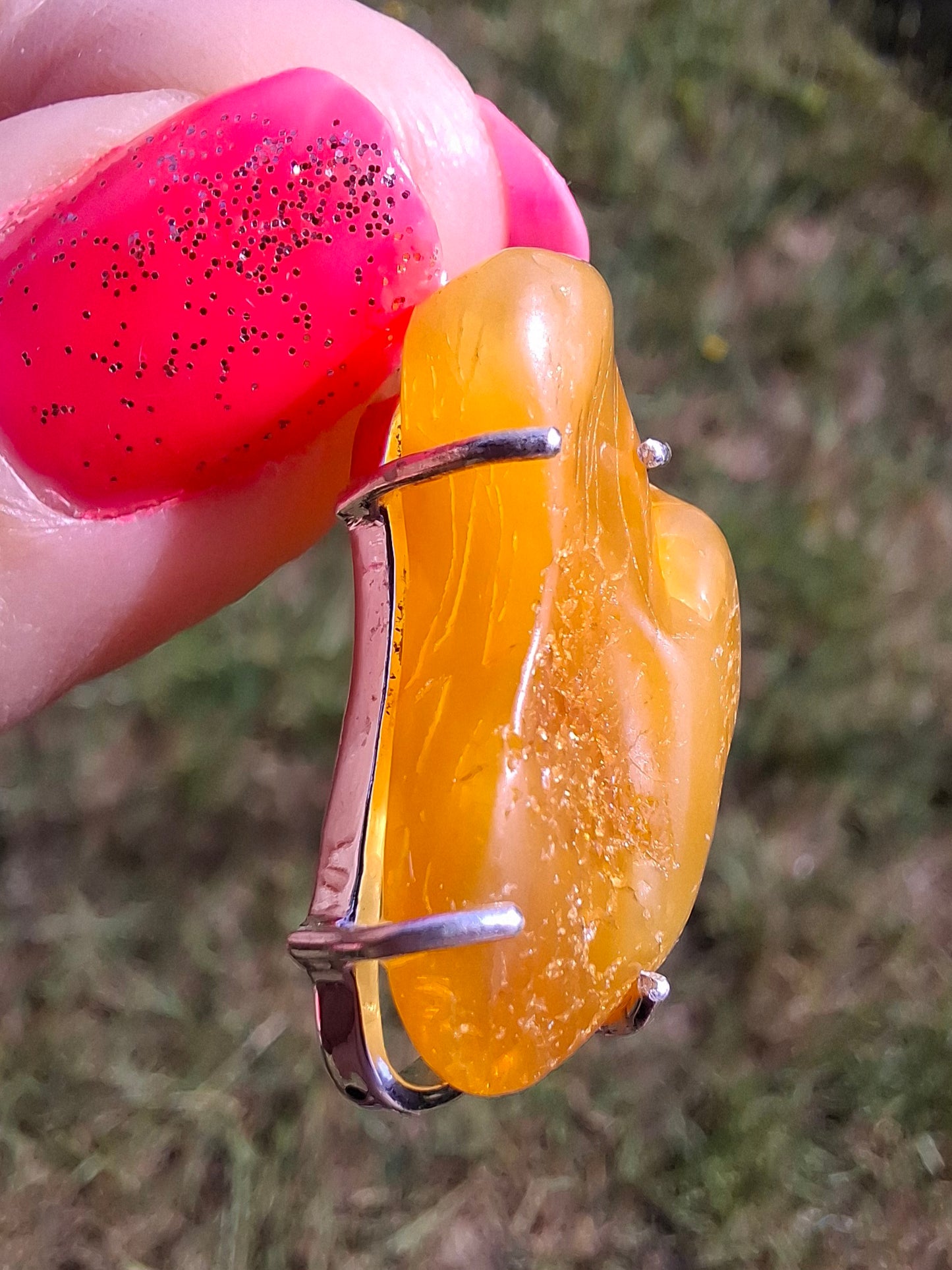 Baltic Amber Pendant, 925 Silver, Fossil (Ref: AP7)