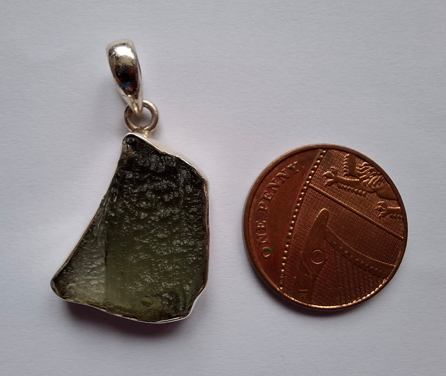 Moldavite Pendant, 925 Silver, Tektite (Ref: P432)