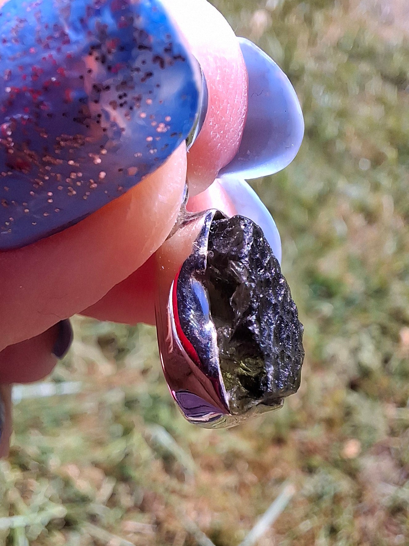 Moldavite Pendant, 925 Silver, Tektite (Ref: P71)