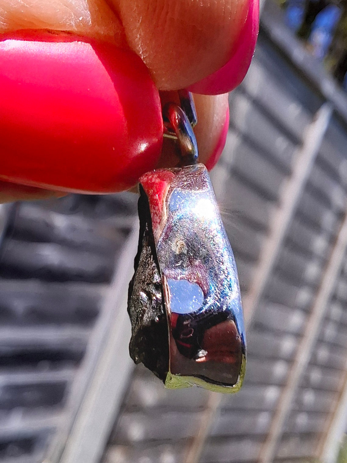 Moldavite Pendant, 925 Silver, Tektite (Ref: P440)