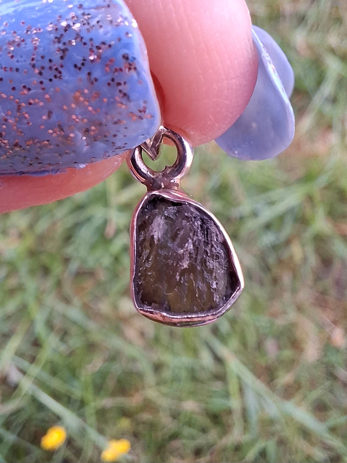 Moldavite Pendant, 925 Silver, Tektite (Ref: P40)