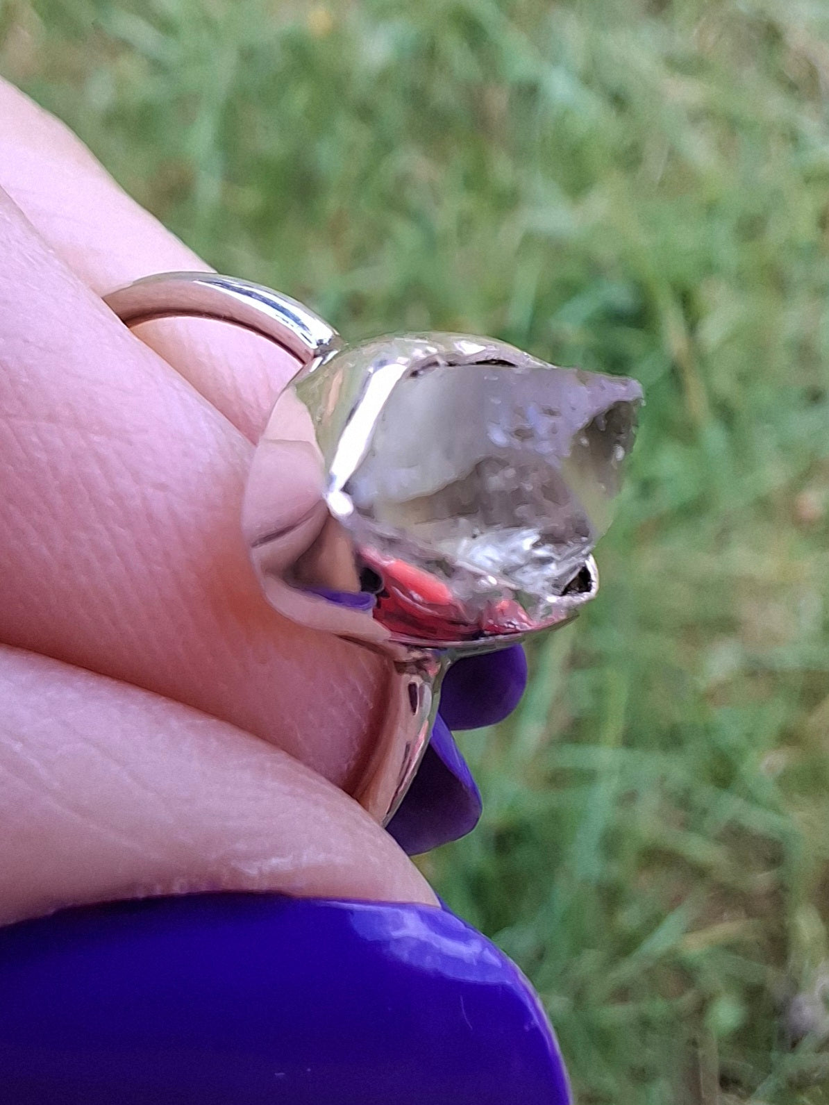 Libyan Desert Glass Ring, size large K/small L, 925 Silver, Tektite (Ref: LR17)