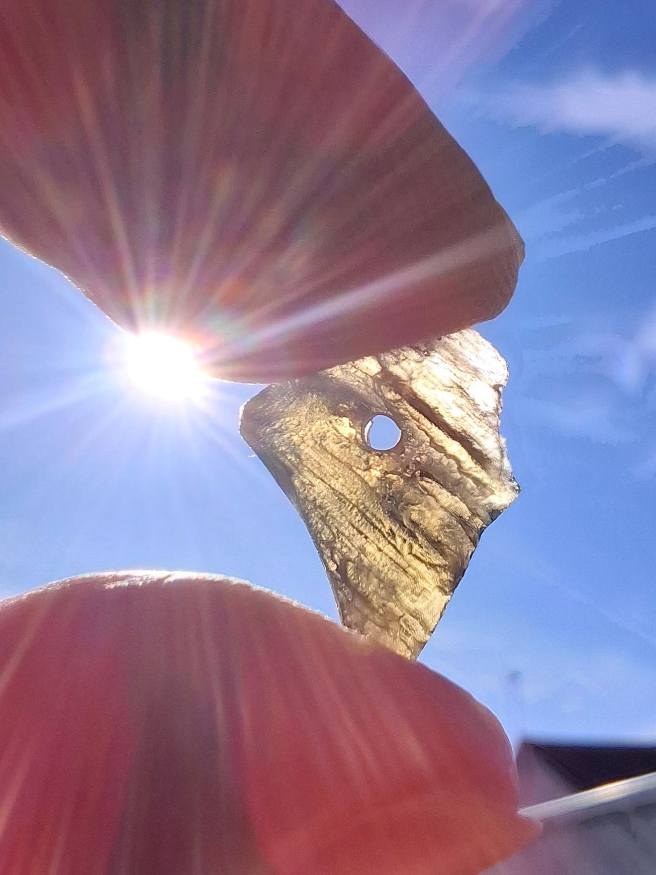 DRILLED, Moldavite Piece, 0.80g, Tektite (Ref: D24)