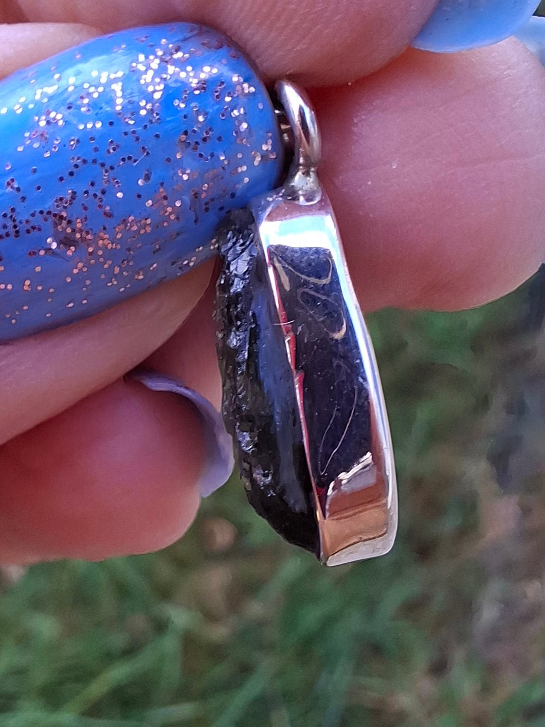 Moldavite Pendant, 925 Silver, Tektite (Ref: P79)