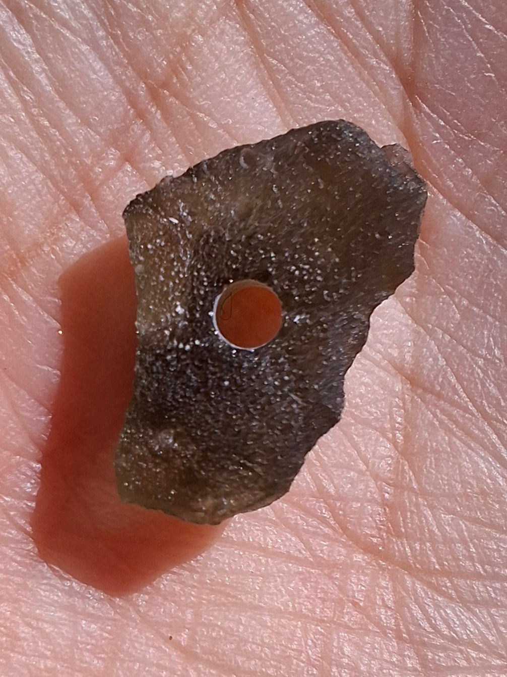 DRILLED, Moldavite Piece, 0.96g, Tektite (Ref: D27)