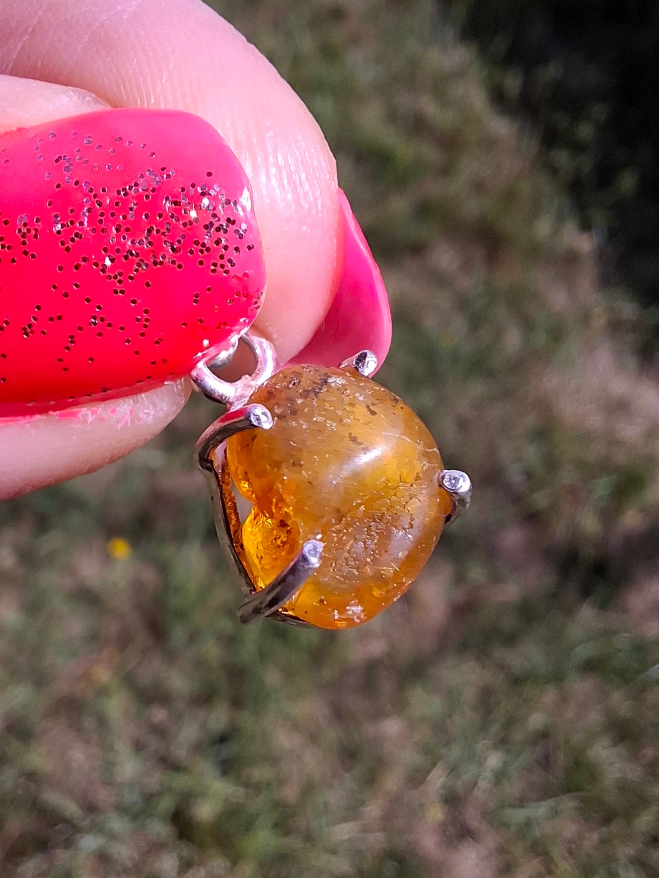 Baltic Amber Pendant, 925 Silver, Fossil (Ref: AP17)