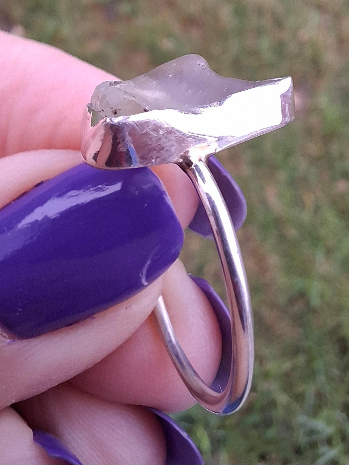Libyan Desert Glass Ring, size large Q, 925 Silver, Tektite (Ref: LR36)