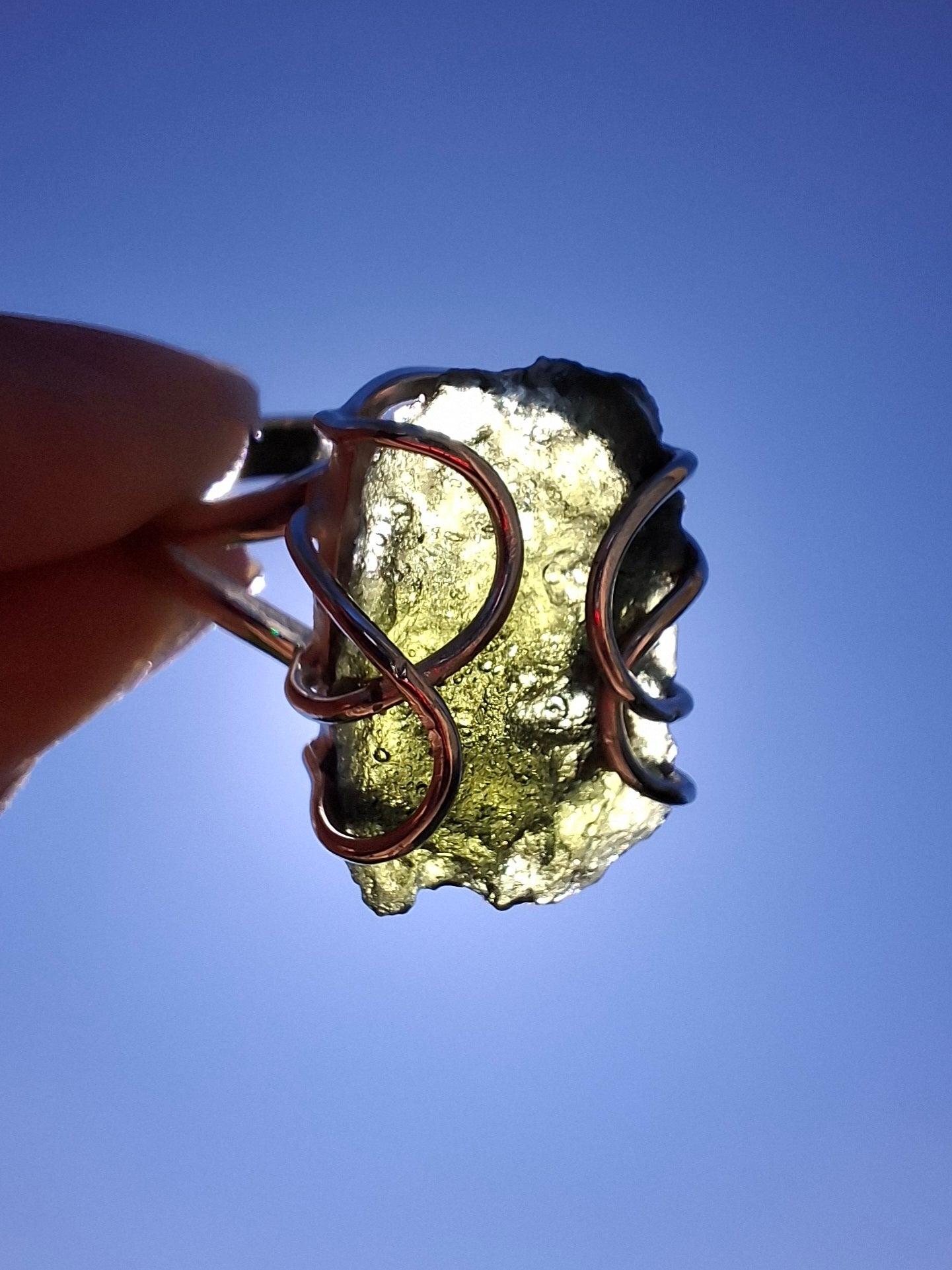 Moldavite Ring, size W, 925 silver, Tektite (Ref: R16)