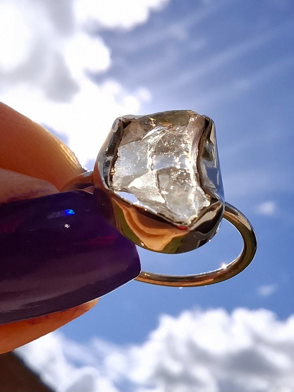 Libyan Desert Glass Ring, size large M, 925 Silver, Tektite (Ref: LR20)