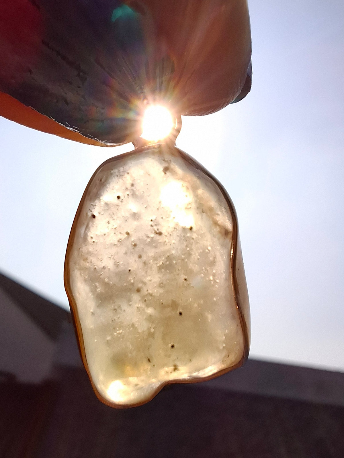Libyan Desert Glass Pendant, 14K GOLD Plated, Tektite (Ref: LP123)