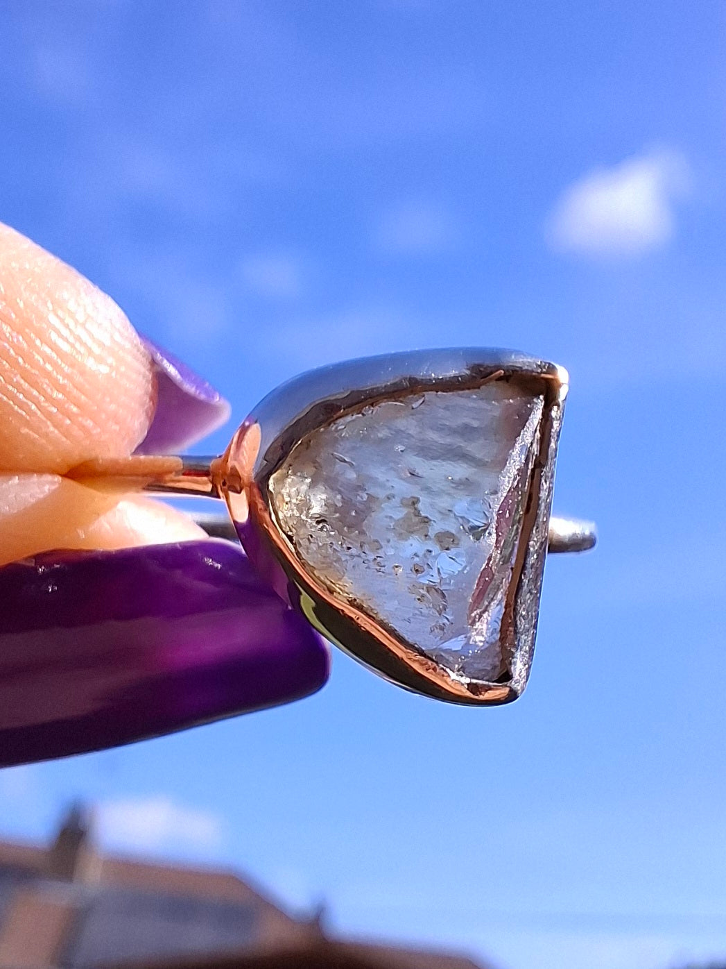Libyan Desert Glass Ring, size small R, 925 Silver, Tektite (Ref: LR39)