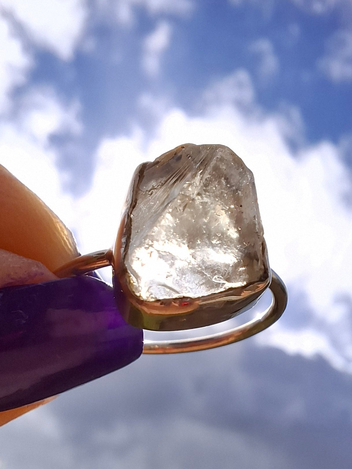 Libyan Desert Glass Ring, size small S, 925 Silver, Tektite (Ref: LR44)