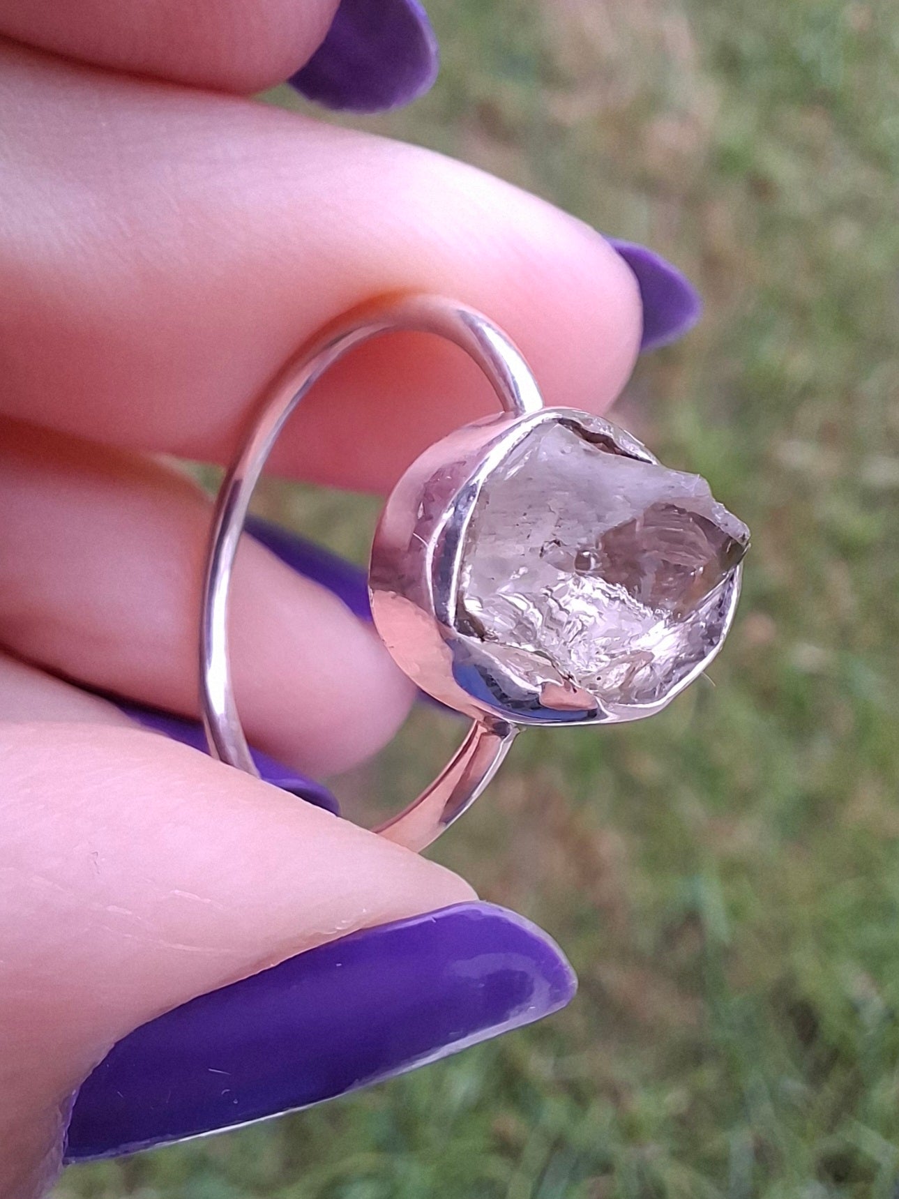Libyan Desert Glass Ring, size small P, 925 Silver, Tektite (Ref: LR25)