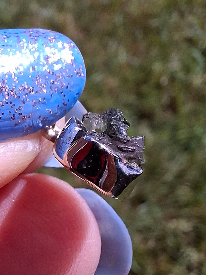Moldavite Pendant, 925 Silver, Tektite (Ref: P92)