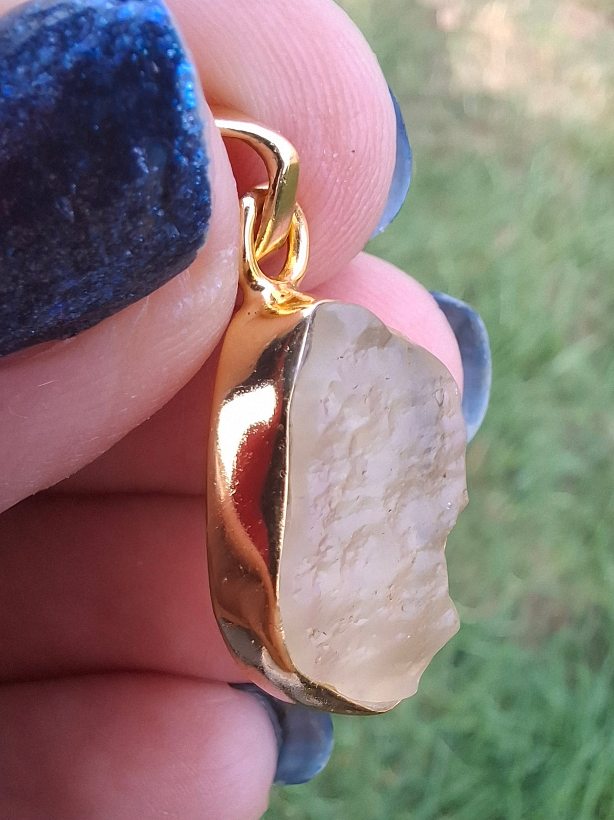 Libyan Desert Glass Pendant, 14K GOLD Plated, Tektite (Ref: LP124)